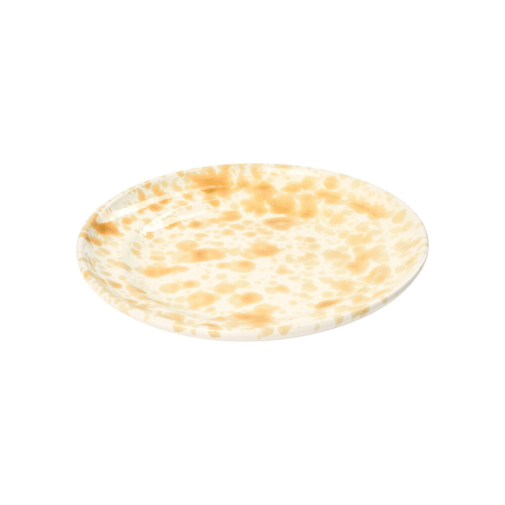 Splatter middagstallerken, gul - Ø24 cm.